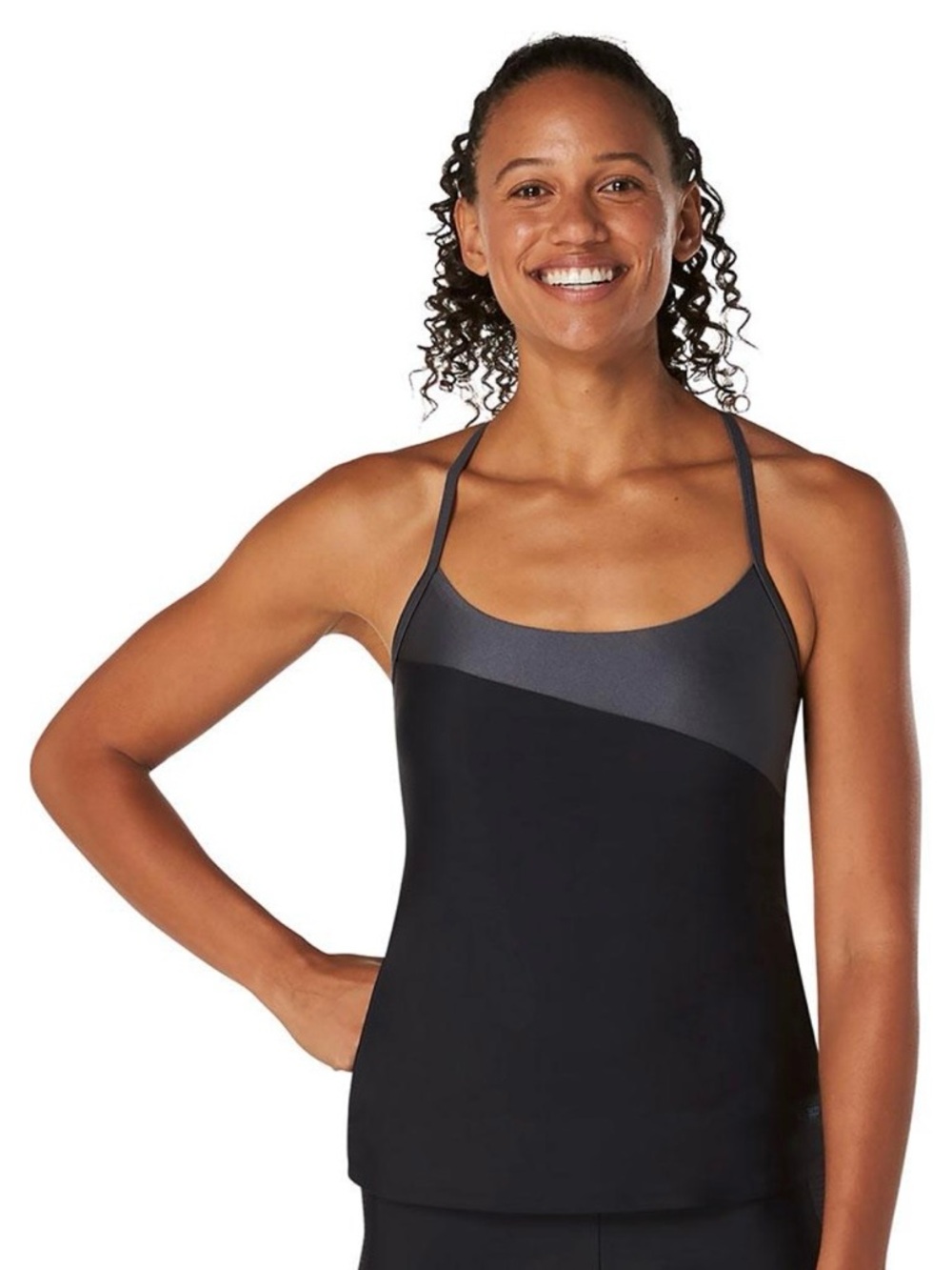 🆕 Speedo Asymmetrical Colorblock Tankini Size Large